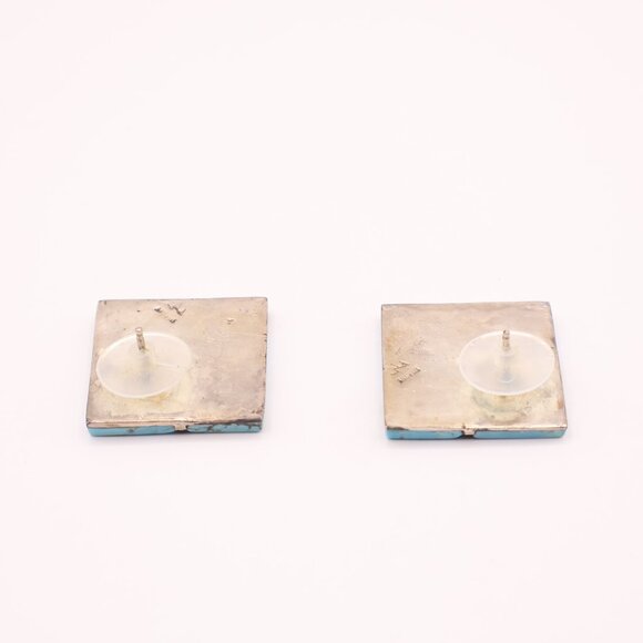 Vintage Navajo Turquoise & Sterling Silver Earrings - Picture 4 of 5